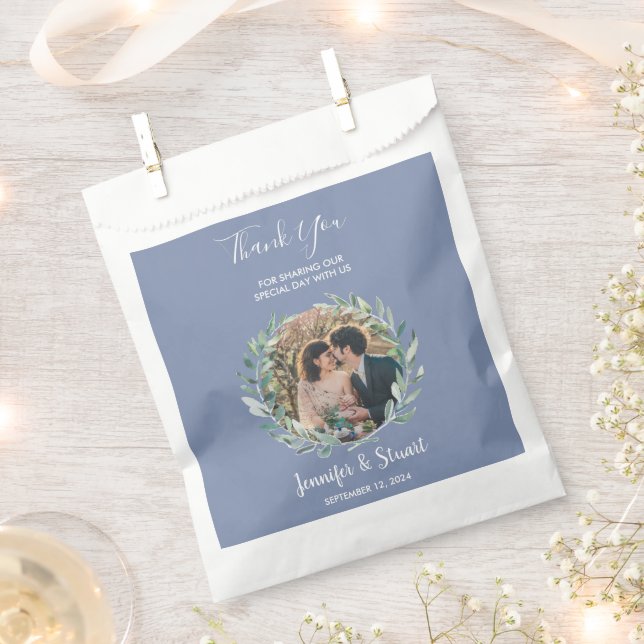 Sachets En Papier Feuilles rustiques aquarelle merci mariage photo (Coupé)