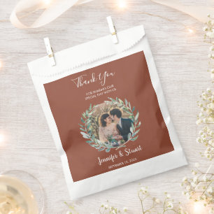 Sachets En Papier Feuilles rustiques aquarelle merci mariage photo