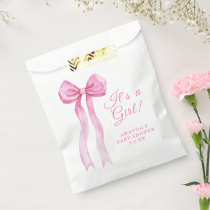 Sachets En Papier Fille arc rose Cadeau de bébé