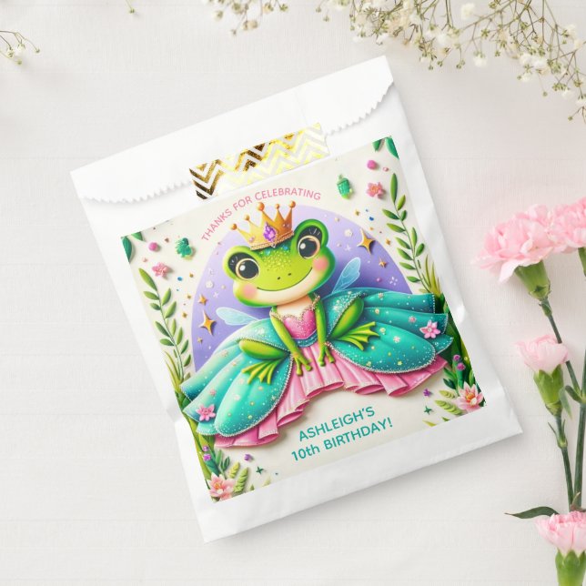 Sachets En Papier Fille Conte Fée Grenouille Princesse Anniversaire (Scellé)