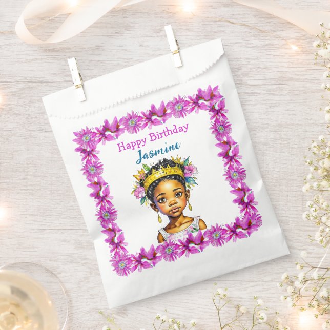 Sachets En Papier Fille d'anniversaire personnalisée Princesse de co (Coupé)