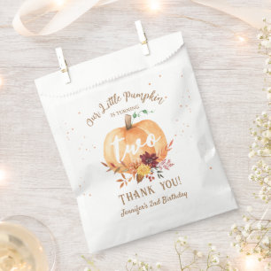 Sachets En Papier Fille du 2e anniversaire Citrouille Florale d'auto