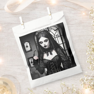 Sachets En Papier Fille gothique noire et blanche Halloween