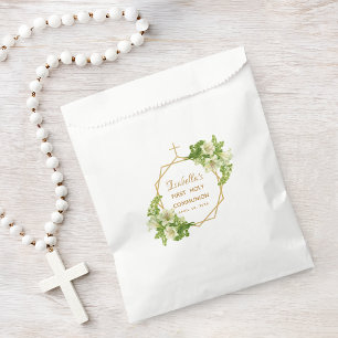 Sachets En Papier Fille Première Sainte Communion Florale Lys Croix