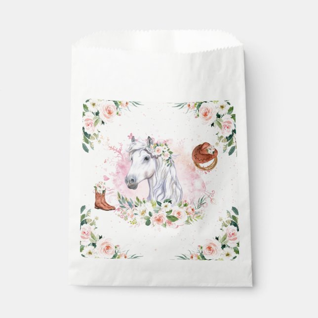 Sachets En Papier Fille rose pâle Fille Cheval fête d'anniversaire (Devant)