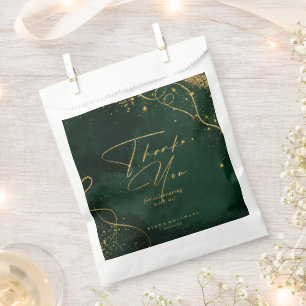 Sachets En Papier Fine Lines Gold Abstrait Mariage Emerald ID867