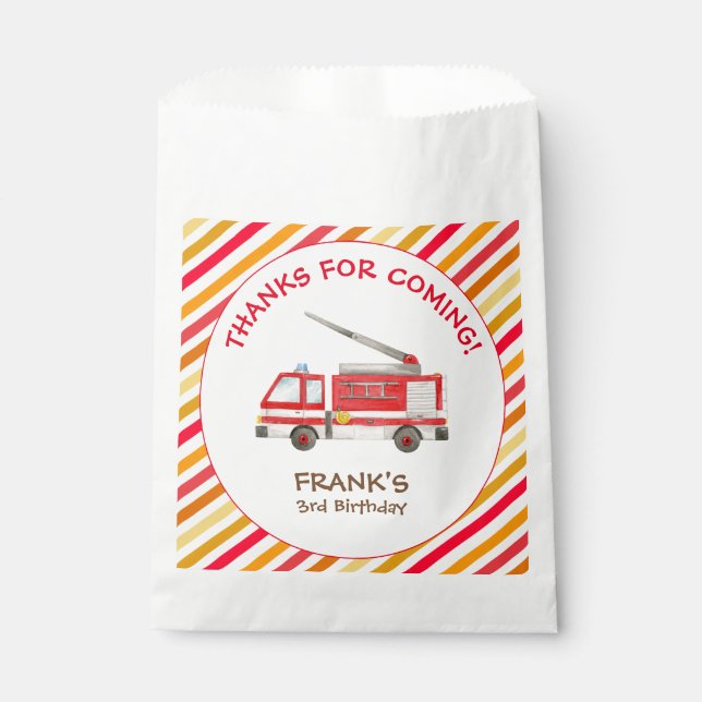 Sachets En Papier Fire Truck Fire Engine Anniversaire Fête Favoriser (Devant)