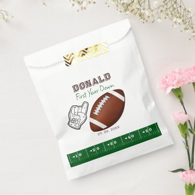 Sachets En Papier First Year Down Football Birthday  (Scellé)