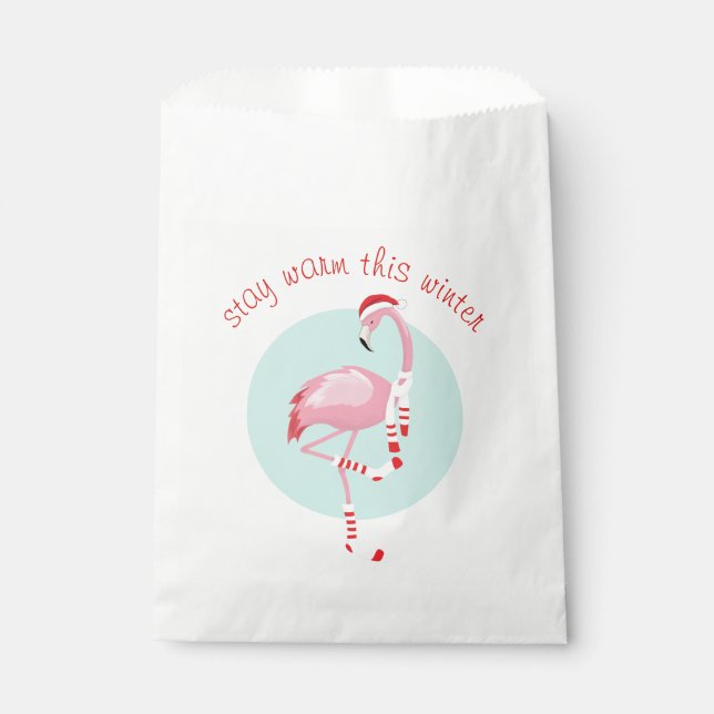 Sachets En Papier Flamant rose rose pâle de Noël (Devant)