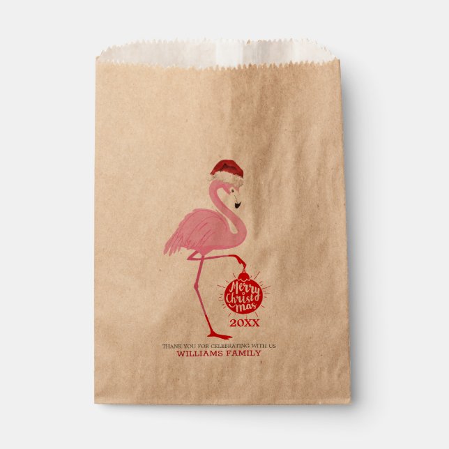 Sachets En Papier Flamants de Noël mignons et typographie (Devant)