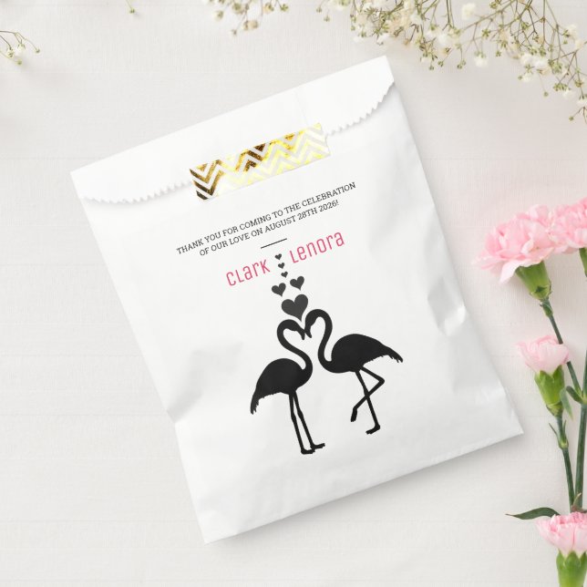 Sachets En Papier Flamants roses simples noir et blanc Mariage (Scellé)