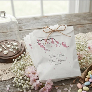 Sachets En Papier Fleur de cerisier rose aquarelle Sakura florale