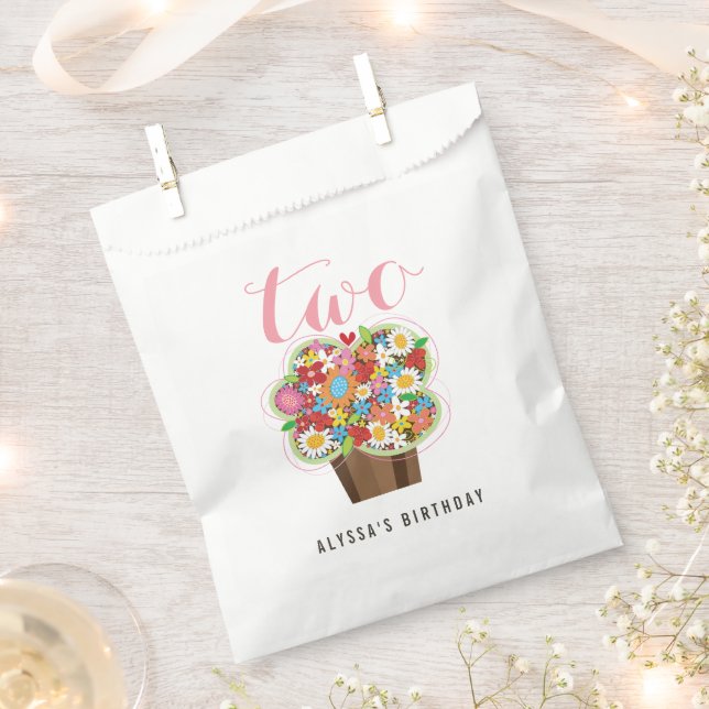 Sachets En Papier Fleur de printemps Cupcake Girl's 2nd Birthday Par (Coupé)