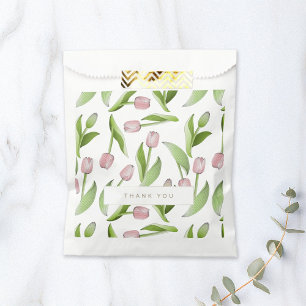 Sachets En Papier Fleur de tulipe rose moderne personnalisée
