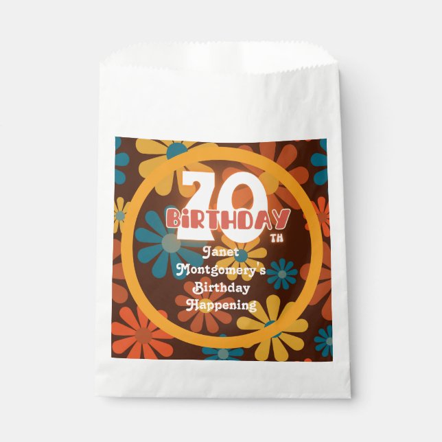Sachets En Papier Fleur hippie rétro 70e anniversaire (Devant)
