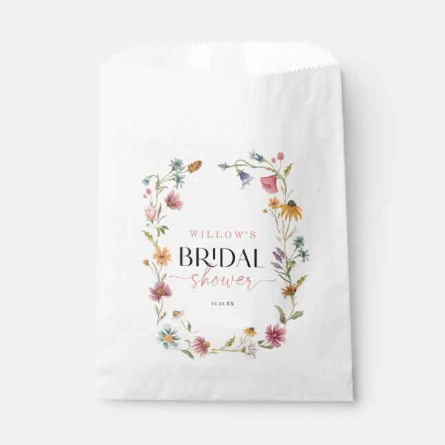 Sachets En Papier Fleur sauvage Boho Fête des mariées Favoriser Sac (Devant)