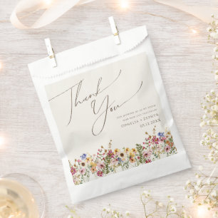 Sachets En Papier Fleur sauvage coloré   Merci de prairie beige