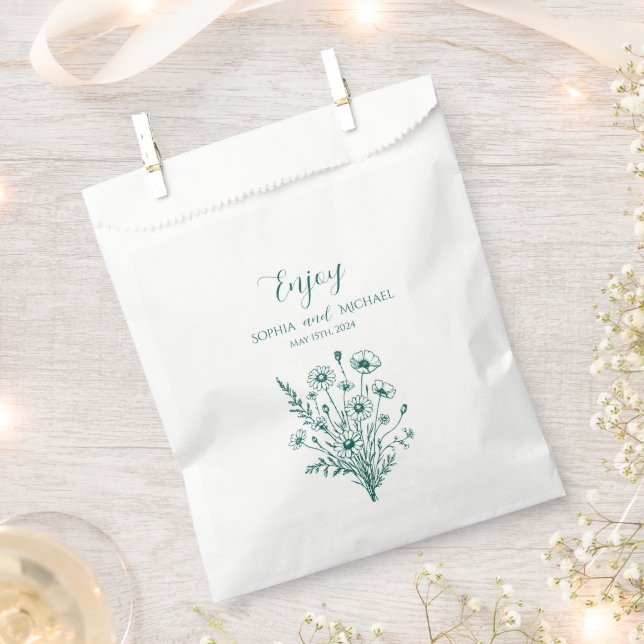 Sachets En Papier Fleur sauvage Elegance Mariage-Merci (Coupé)
