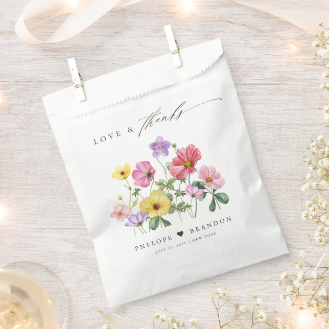 Sachets En Papier Fleur sauvage Rustic Chic Floral Mariage campagnar (Coupé)