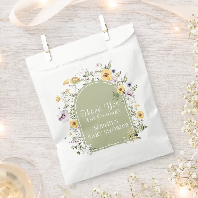 Sachets En Papier Fleur sauvage Sage Green Baby dans le Baby shower  (Coupé)