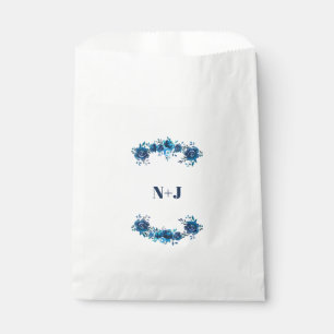 Sachets En Papier Fleurs Aquarelle Bleu Indigo Mariage Floral