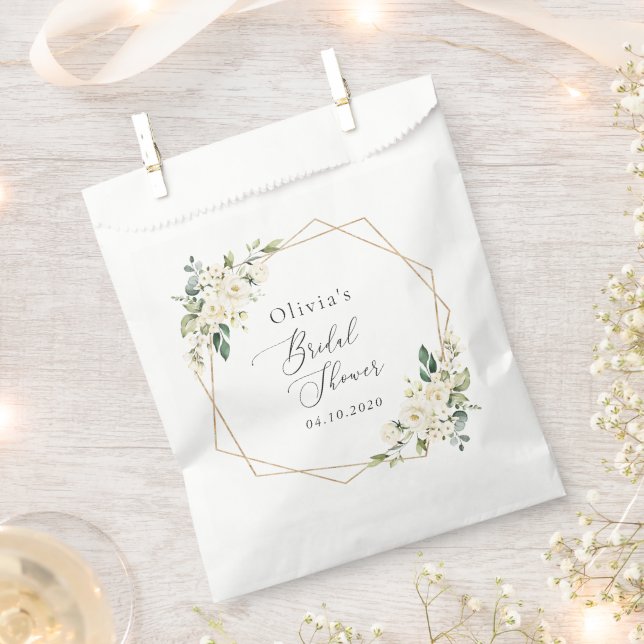 Sachets En Papier Fleurs blanches, Fleurs crème, Bohème, Mariage (Coupé)