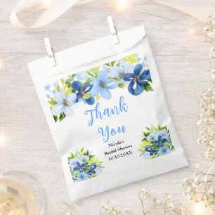 Sachets En Papier Fleurs Bleues et Nuit Mariage Remerciements