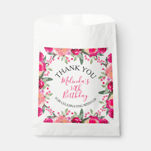 Sachets En Papier Fleurs botaniques aquarelle rose vif pour annivers
