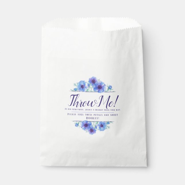Sachets En Papier Fleurs d'anémones bleues art mariage me jeter des  (Devant)