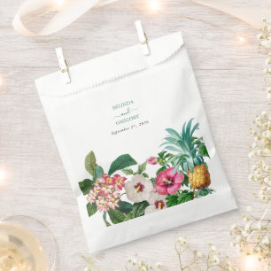Sachets En Papier Fleurs d'aquarelle tropicale et Mariage de verdure