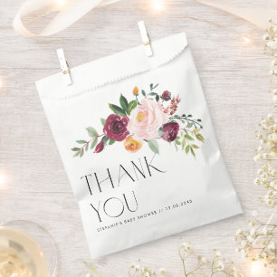 Sachets En Papier Fleurs d'automne à l'aquarelle Baby Shower Merci