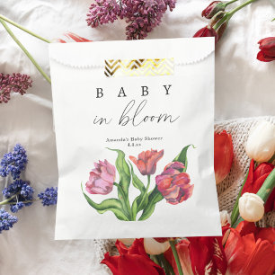 Sachets En Papier Fleurs de bouquet rouge aquarelle - bébé en fleurs