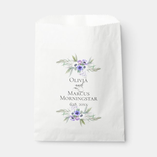 Sachets En Papier Fleurs de mariage Violet Anemones (Devant)
