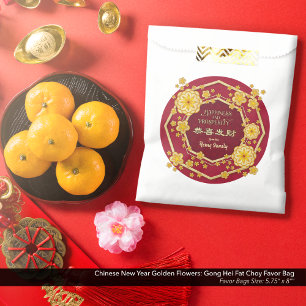 Sachets En Papier Fleurs d'or du Nouvel An chinois : Gong Hei Fat Ch