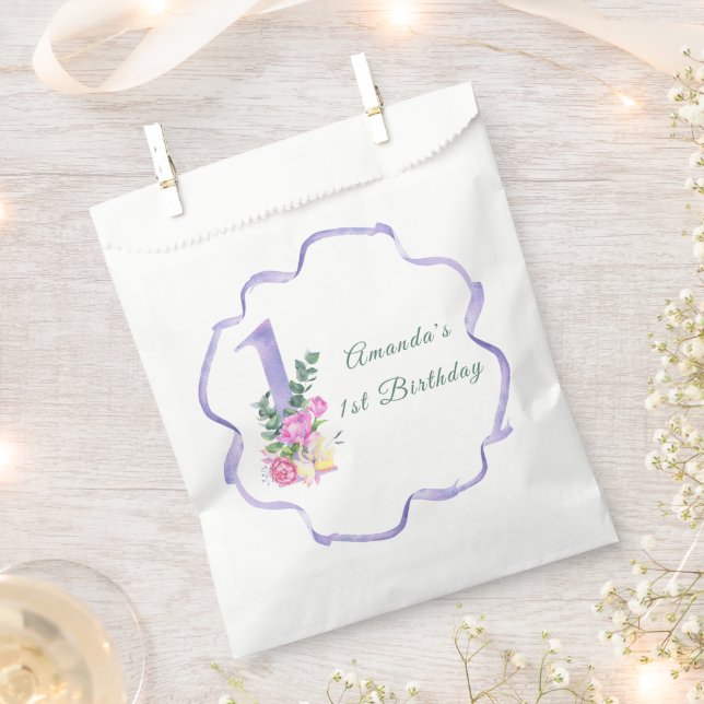 Sachets En Papier Fleurs et ruban Fête du premier anniversaire (Coupé)