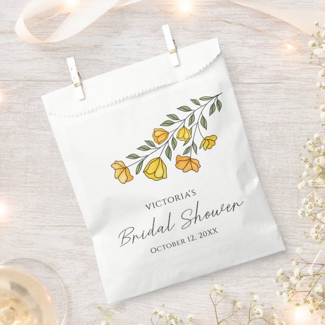 Sachets En Papier Fleurs Jaunes d'Été pour la Mariée  (Coupé)