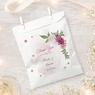 Sachets En Papier fleurs mauves roses verdure