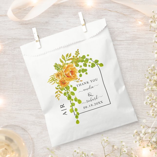 Sachets En Papier Fleurs orange, arche et monogramme mariage de auto (Coupé)