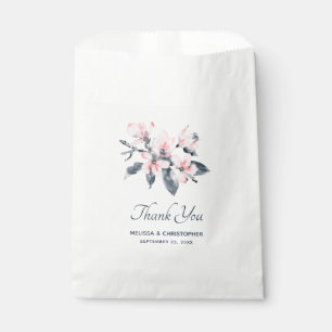 Sachets En Papier Fleurs rose et gris Mariage Aquarelle classique