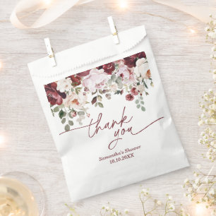 Sachets En Papier Fleurs Rose Pâle Bourgogne Remerciement de Pluie