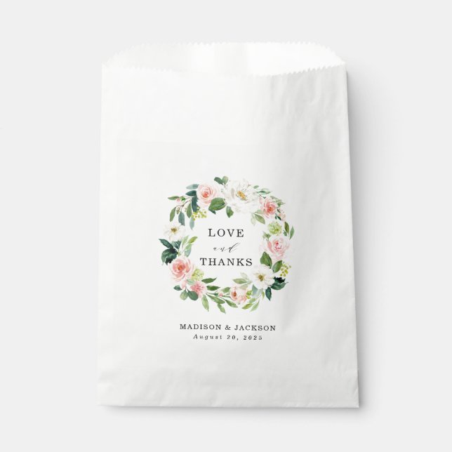 Sachets En Papier Fleurs Rose | Remerciements de Mariage Personnalis (Devant)