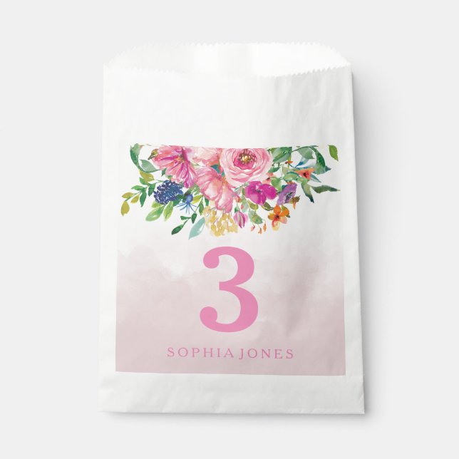 Sachets En Papier Fleurs Roses Blush Filles Enfants Fête d'anniversa (Devant)