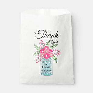 Sachets En Papier Fleurs roses Mason Jar Merci