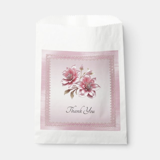 Sachets En Papier Fleurs roses modernes préférez le sac (Devant)
