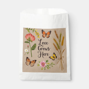Sachets En Papier Fleurs sauvages bohémiennes, papillons, tiges de b