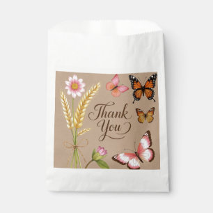 Sachets En Papier Fleurs sauvages bohémiens, papillons, tiges de blé