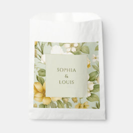 Sachets En Papier Fleurs vertes douces et beiges mariage