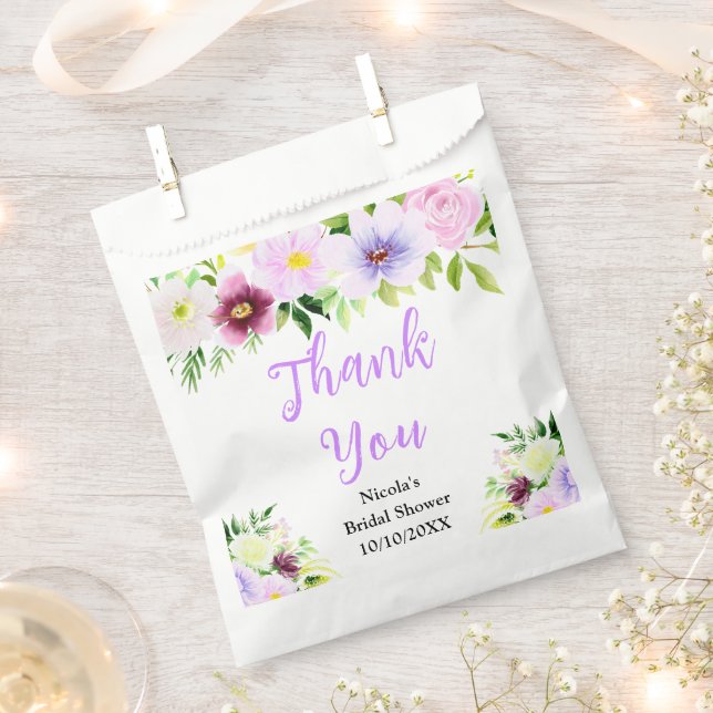 Sachets En Papier Fleurs Violettes Remerciements de Mariage (Coupé)