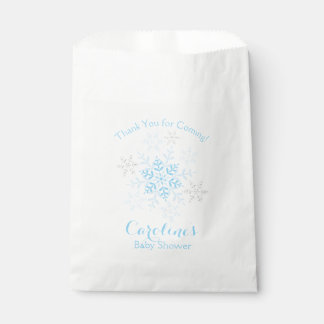 Sachets En Papier Flocon de neige Baby Boy Shower Hiver Bleu Argent