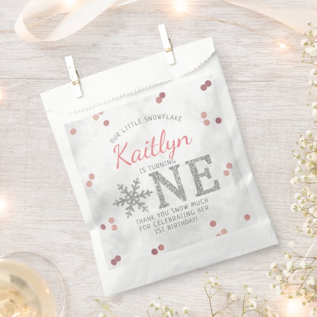 Sachets En Papier Flocon de neige Hiver 1er anniversaire (Coupé)
